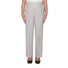 Alfred Dunner Women's High Waisted Straight Flat Front Pants Size 12 Gray SHORT