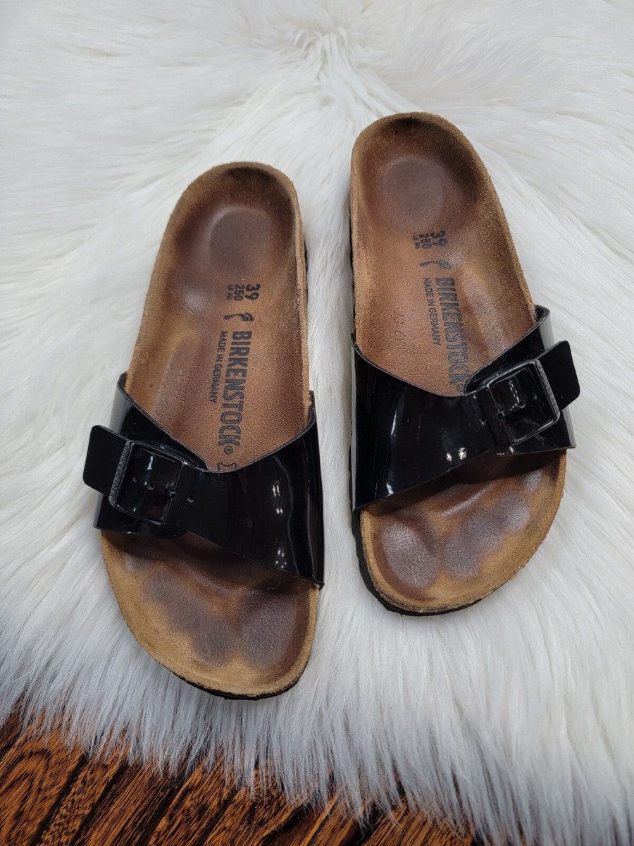 Birkenstock Madrid Sandals Black Patent Leather size 39 US Women’s Size