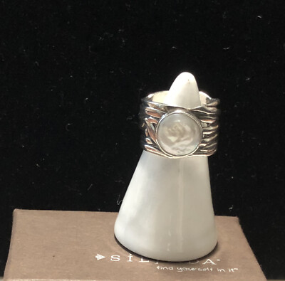 Silpada Sterling Silver Mermaid White Coin Pearl Woven Ring R1542 Size 