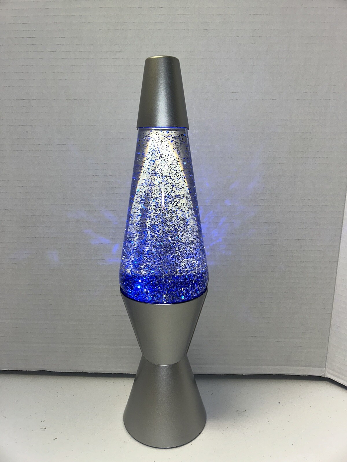 14.5” Color Phasing Vortex Glitter Lava Lamp Silver Base Red Blue Green