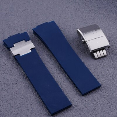 For Ulysse Nardin 25*12mm Black Rubber Replacement Watch Band Strap With Clasp