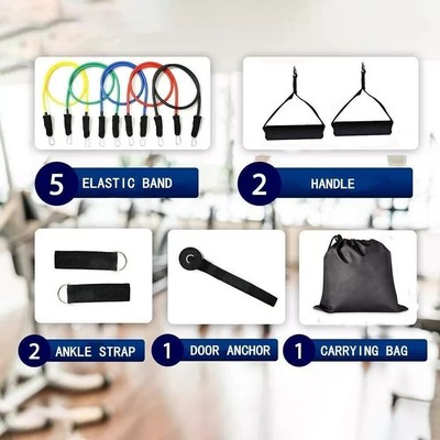 11 Piece Resistance Band Set, Portable Home Workout Exercise Bands with Handles
