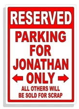 Personalized Parking Sign Wall Decal Metal Sign No Parking Customized JONATHAN