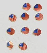 Lot of 10 - New - DILL - American USA Flag Metal Craft Sewing Buttons -1/2"