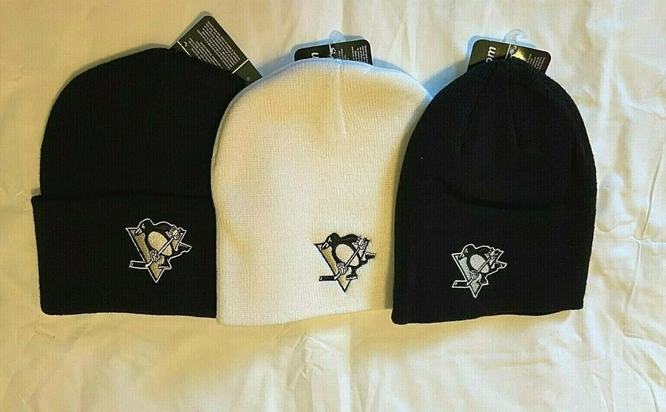 NHL APPAREL PITTSBURGH PENGUINS EMBROIDERED LOGO BEANIE HAT (3 CHOICES)