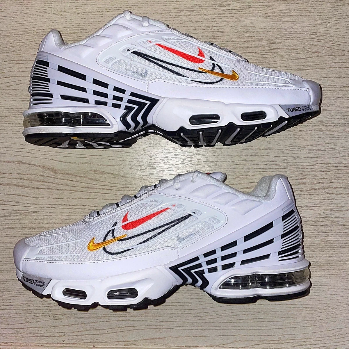 Nike Tn Air Max Plus 3 Multi Swoosh White Trainers Men s Size UK 8.5 Brand New