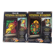 2 Gilbert Stained Windows Kits Coat Of Arms Mary Magdalene NEW Vintage