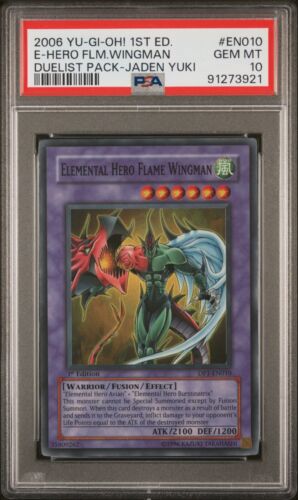 YUGIOH PSA 10 Elemental Hero Flame Wingman DP1-EN010 Super Rare 1st Edition *921