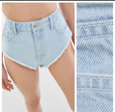 Bershka Shorts Light Blue High Waisted Five Pocket 80's Denim Shorts Size 8
