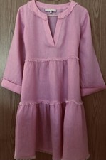 Heidi Klein Pink Linen Short V-Neck Tunic Cover-Up in Small