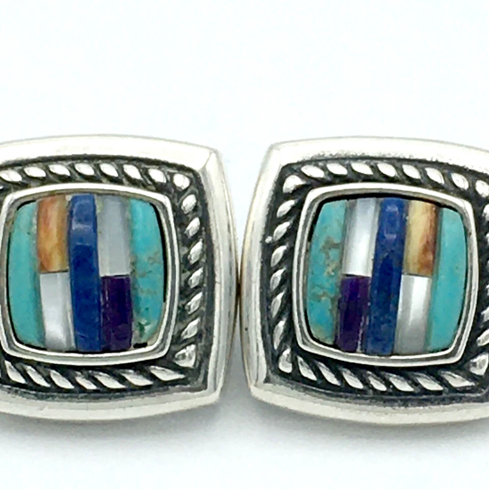 Pendientes CAROLYN POLLACK Relios - plata esterlina turquesa piedra incrustación Foto 2 de 4