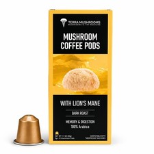 Mushroom Coffee Pods with Lion s Mane, Dark Roast Arabica Coffee, Nespres