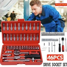 46PC Professional 1/4" Metric Socket Small Socket Ratchet Wrench Screwdriver Set