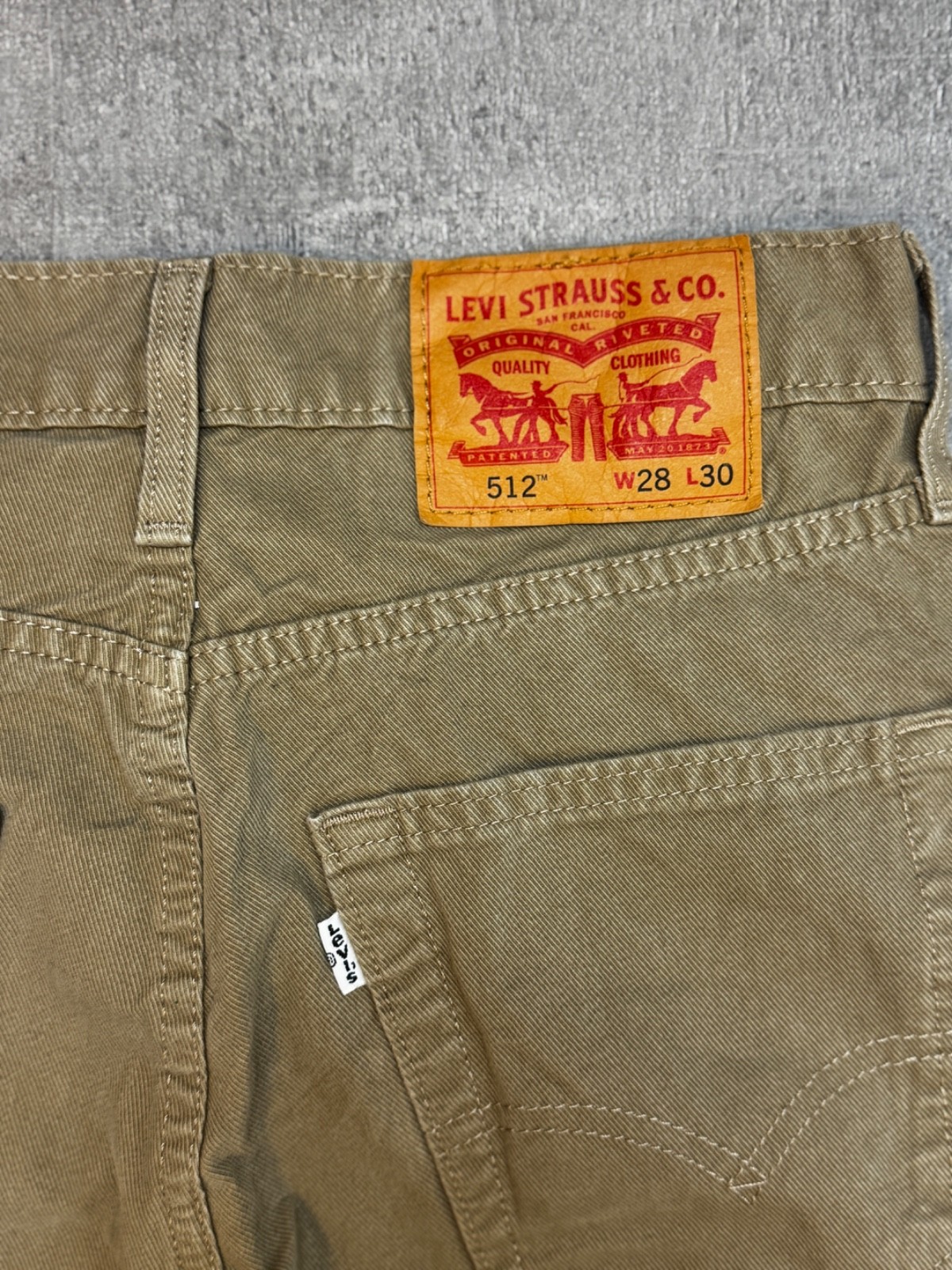 Levi's 512 Trousers Mens W28 L30 Beige Sand Slim Tapered Twill Jeans Pants Chino image 2