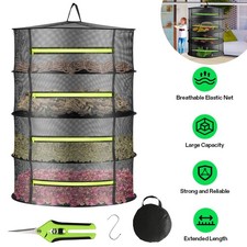 4 Tier Large Hydroponic Dry Net Hanging Net Flower Herb Dry Rack Net Foldable UK