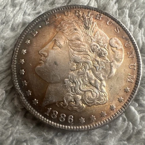 1886 p morgan silver dollar Beautiful Toned In Color Ms Details Great Rainbow 🌈