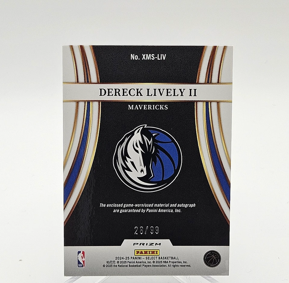 2023-24 Panini Select Dereck Lively X-Factor Patch Auto #XMS-LIV Purple /99 * - Image 2 of 2