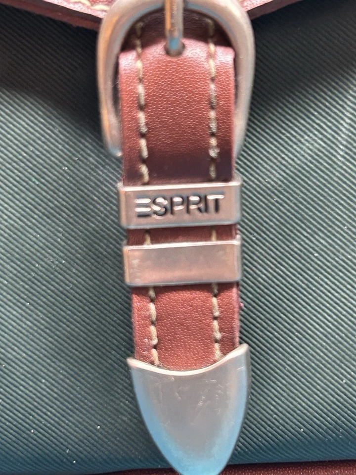 Mini Bandolera Vintage Esprit Verde y Marrón Imitación Cuero Hebilla Solapa Cartera Foto 2 de 4