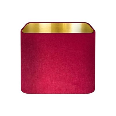 Lampenschirm Himbeerrosa Struktur 100% Leinen Gebürstet Gold Abgerundet Eckig