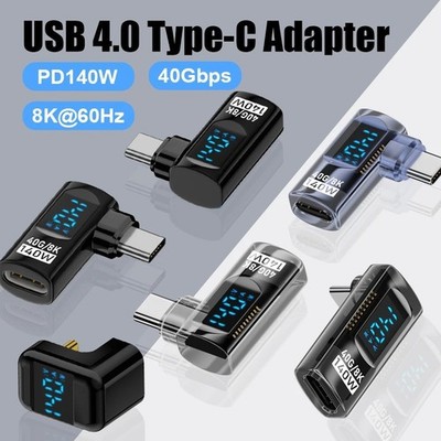 90° USB C Adapter Right Angle 40Gbps Data PD 140W USB4.0 8K Video