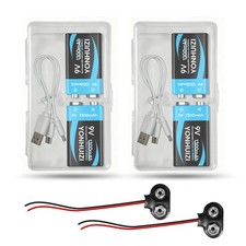 4-Count 9 Volt Battery 9V Block Rechargeable Batteries 1300mAh F smoke detectors