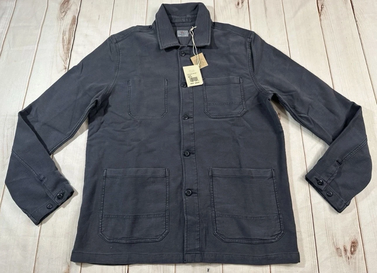 NWT Faherty Mens Jacket Navy Blue S Stretch Terry Chore MOF2205 Pockets