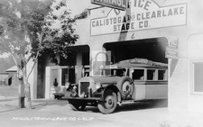 Calistoga & Clearlake Garage Greyhound Bus Middletown California CA - Reprint