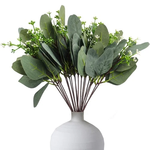 Roellgs Artificial Eucalyptus Stems, Faux Eucalyptus Leaves Stems Fake Eucalyptu