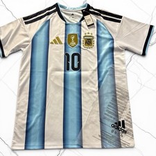 Adidas Argentina Lionel Messi #10 World Cup Soccer Jersey L White Blue Black