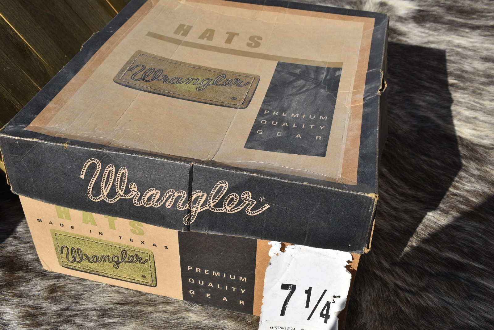 Wrangler 5X Sheepskin Leather Black Stampede Cowboy Hat Made In Texas Size 7 1/4 image 3