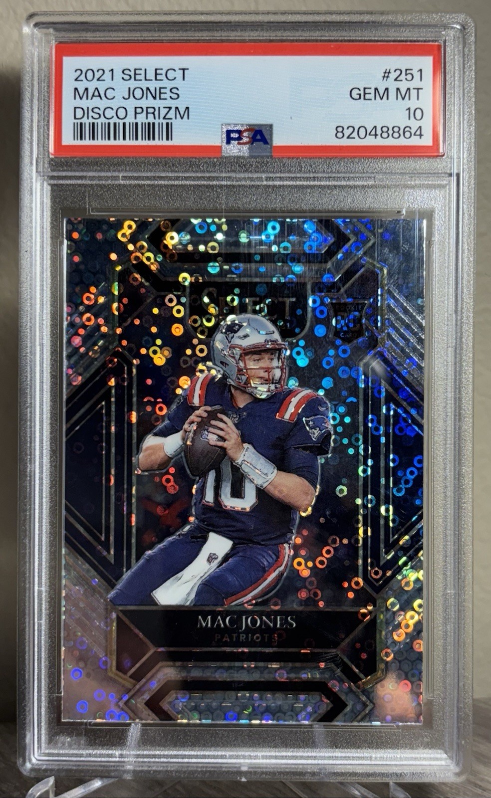 2021 Panini Select Mac Jones Disco Prizm Rookie Card Club Level PSA 10