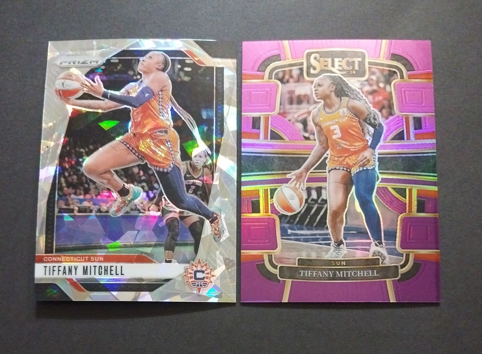 TIFFANY MITCHELL #27/99 2024 Panini Select WNBA Purple Prizm #44 Ice #57 Sun