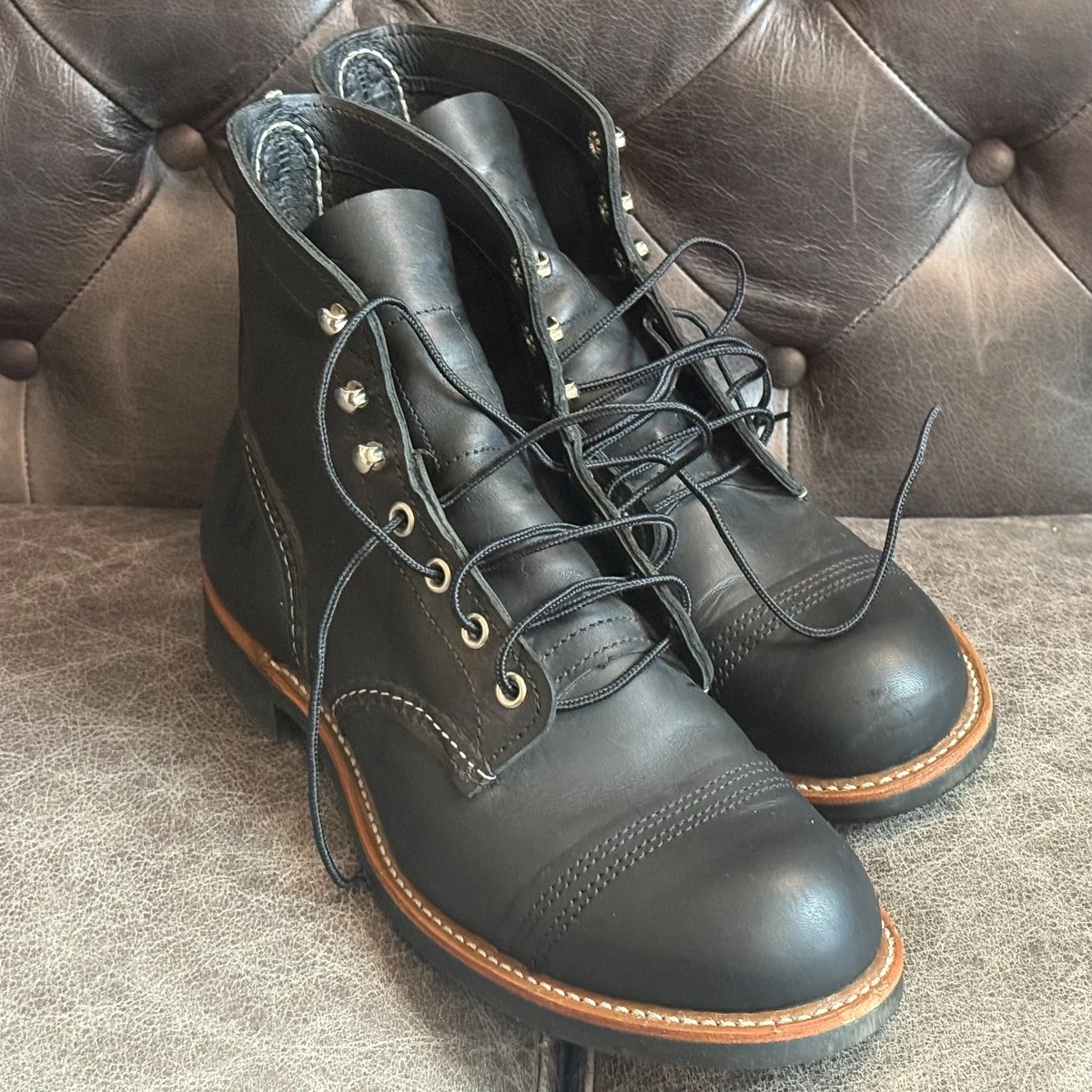 Red Wing Iron Ranger Leather Upper Black Boots for Men for sale | eBay