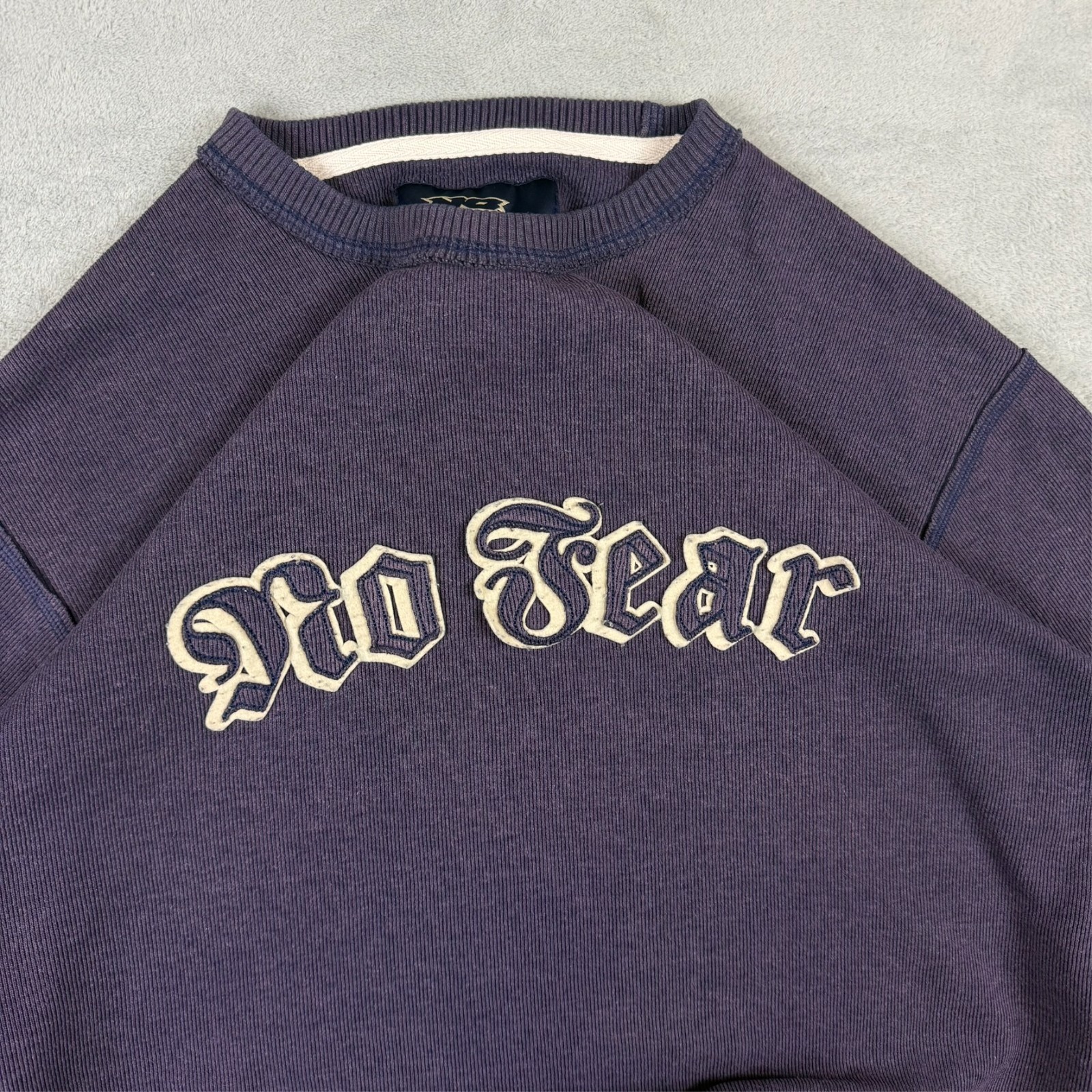 Vintage No Fear 2000's Y2K Skate Purple Fine Knit Oversized Sz Large Sweatshirt image 4