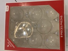 Glass Clear Christmas Tree Ornaments Set of 8 Orginal box 67mm Holiday Time