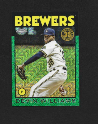 2021 Topps Series 2 Devin Williams 1986 Silver Pack Green Mojo Refractor 37/99