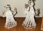 Unmarked Glass Angel Figurines Clear Gold Accents 3D Effect Pair 4.5in — photo 4