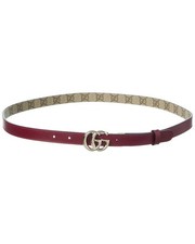 Gucci Gg Marmont Thin Reversible Gg Supreme Canvas  Leather Belt Women's