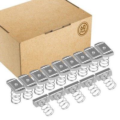 Strut Channel Nuts 1/4''-20 with Standard Spring Thickened Zinc Plated Spring ...