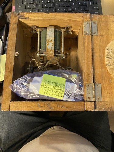 VINTAGE home made wall phone Wooden Bell Ringer Box western electric cap 4 parts