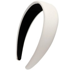 1.7 Inch Leather Hard Headband Padded Hairband for Women White 