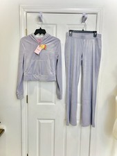 NWT Juicy Couture Size S Velour Tracksuit Set Lavender Haze Rhinestone Logo Y2K