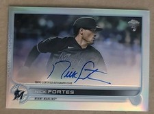 2022 Topps Chrome Nick Fortes Rookie On Card Auto RC Refractor /499 Marlins. rookie card picture
