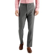 Perry Ellis Mens Slim fit Dress Pants 32 / 30 Charcoal Grey Solid Stretch