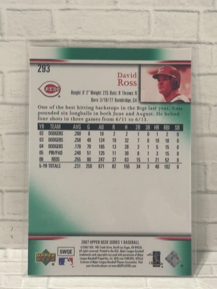 2007 Upper Deck Predictor Green (Rare Parallel)  #293 David Ross - Image 2 of 2