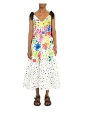 CHRISTOPHER KANE Womens White Lined Tie Straps Sleeveless Midi Dress 8