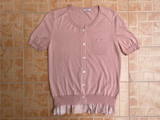 MIU MIU CASHMERE SILK PINK BUTTON UP CARDIGAN TOP SHIRT SIZE 40