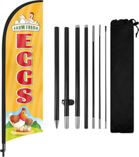 Farm Fresh Eggs Feather Flag Banner with Pole and Stake, Advertising Sign for Bu