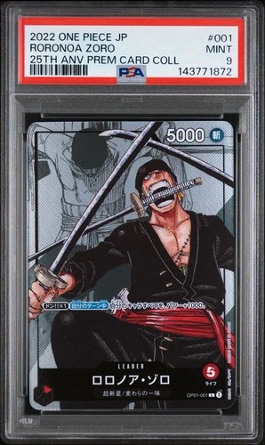 2022 One Piece Romance Dawn JP Roronoa Zoro Premium Leader #OP01-001 PSA 9
