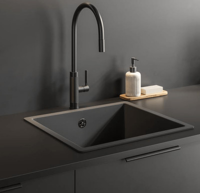 Franke Tessuto matt schwarz Ausziehdüse Designer Küchenarmatur J-Auslauf 455 mm NEU